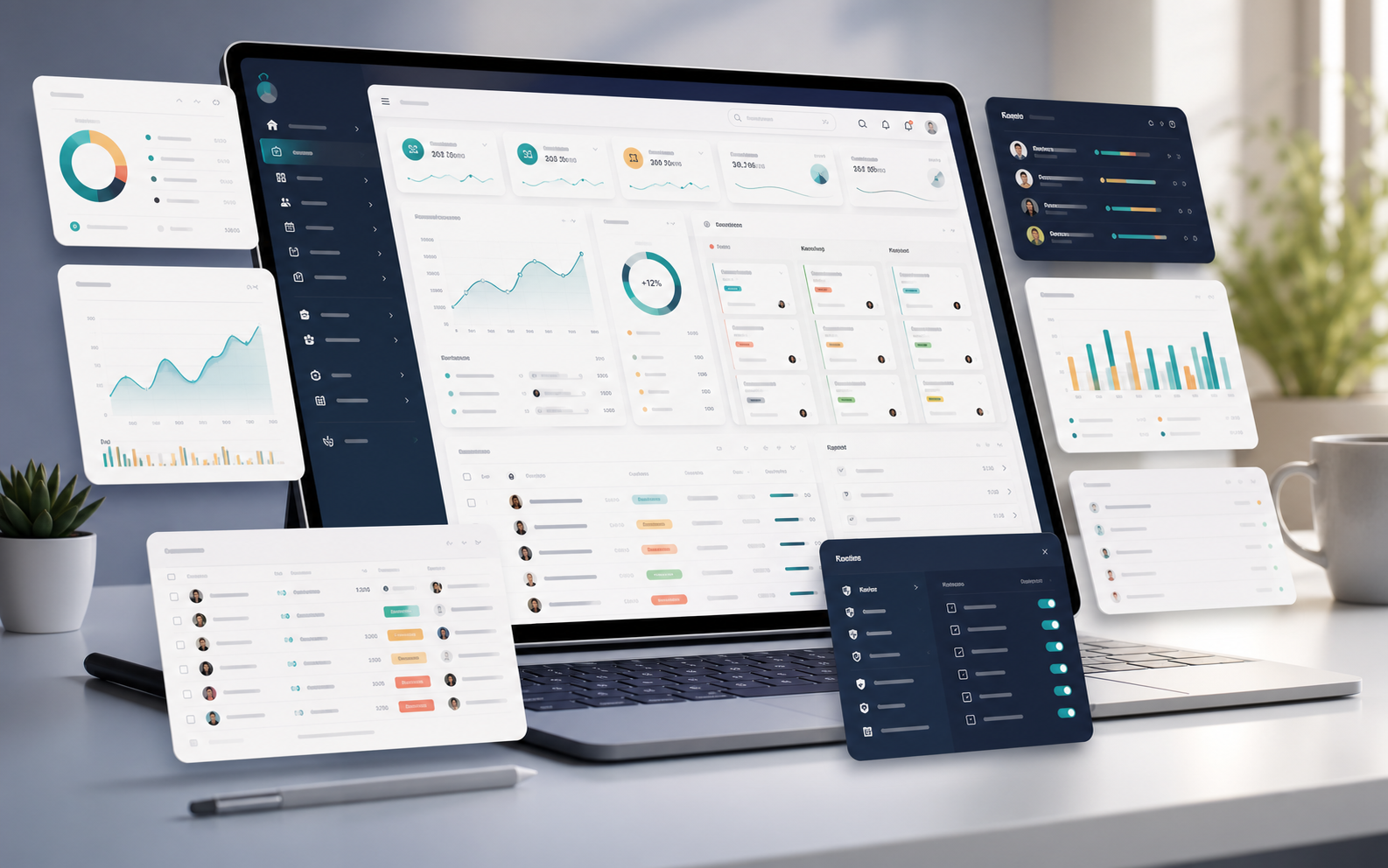 Prémiová ilustrace zakázkového administračního dashboardu