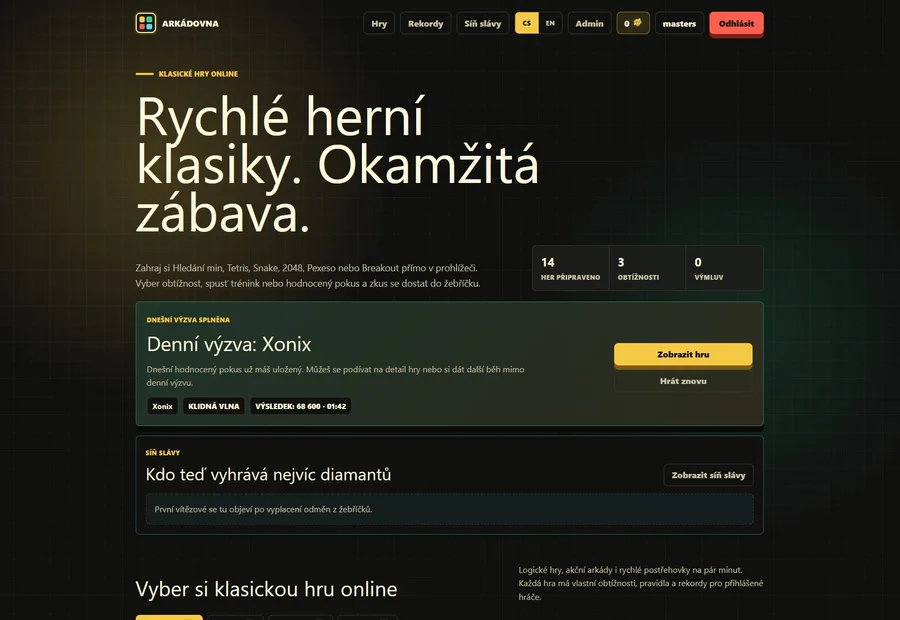 Náhled webu Arkadovna